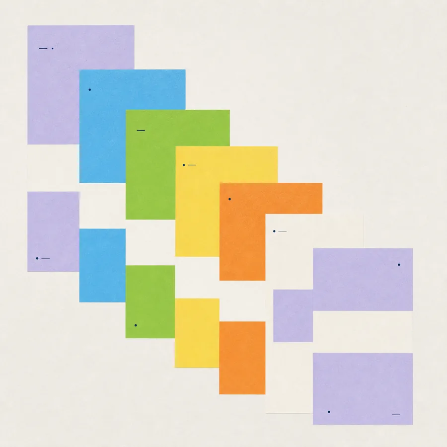 Abstract layered colour fields representing Gateway capability families